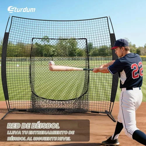 Vista 2 de 7x7ft Baseball Net for Batting Hitting Pitching Fielding Negro