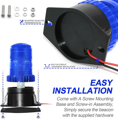 Vista 5 de eTzone 30 luces LED para carretilla elevadora, luces estroboscópicas azules de emergencia 360 luces intermitentes de advertencia 30 W DC10-110