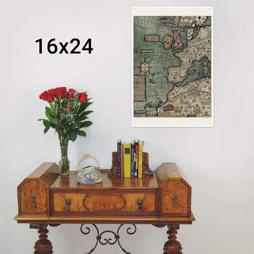 Vista 2 de Cresques Atlas catalán - Mapa del mundo - 1387 - Mapa antiguo - Placa 1 de 3 - 16 x 24 pulgadas