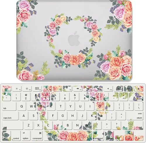 Vista 9 de IVY Para MacBook Pro (15 pulgadas, 2016-2019, modelos: A1707 / A1990) Flower Garland Clear Case con cubierta de teclado - A
