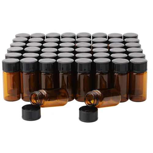Vista 9 de 20pcs Colección de Muestra Líquida Borwn Botellas de Vidrio Frascos Tapón Tornillo Capacidad 0.1 fl oz Ámbar