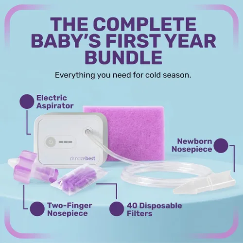 Vista 7 de Dr. Noze Best Paquete del primer año del bebé Aspirador nasal eléctrico para bebés diseñado por pediatras con pieza nasal para recién nacidos y 40