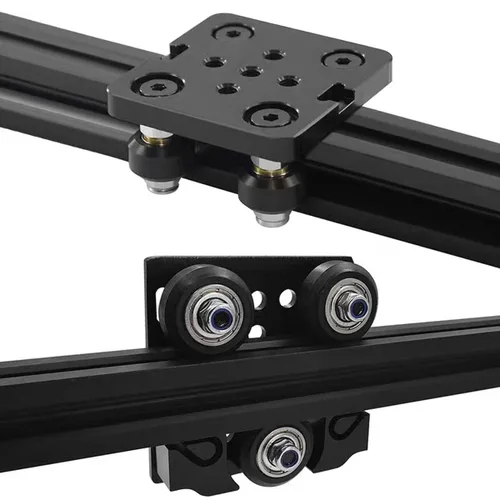 Vista 6 de Extrusión de aluminio con ranura en V 2020 para piezas de impresora 3D y CNC DIY negro 500mmX4