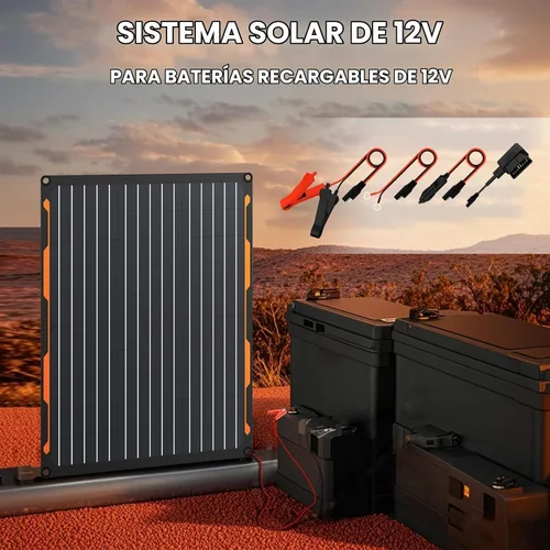Vista 3 de FlexSolar - Kit de cargador de panel solar de 20 W y 12 V con controlador de carga integrado, cargador de batería solar impermeable portátil
