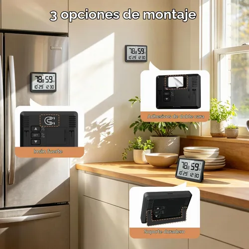 Vista 7 de DOOMAY Termómetro de Habitación Interior - Higrómetro Monitor de Temperatura y Humedad con Sensor de Alta Precisión Pantalla LCD Pantalla Grande
