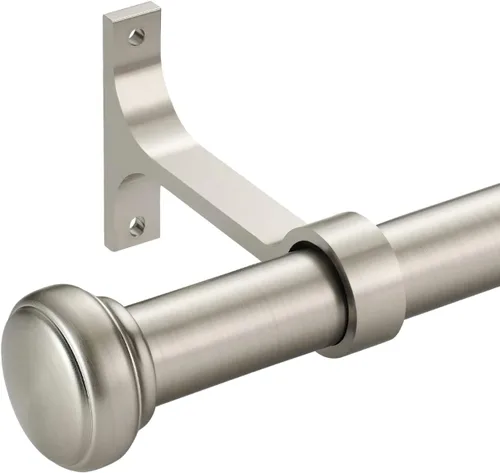 Vista 9 de Barra de cortina resistente ajustable, 1 pulgada, 28-48 pulgadas, tapa redonda, soportes de aluminio premium, adecuada para ventanas y patios