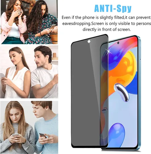 Vista 4 de [Paquete de 2+2] MOOISVS para Xiaomi Redmi Note 11 4G/Redmi Note 11S 4G Protector de pantalla de vidrio templado de privacidad (2 paquetes) +