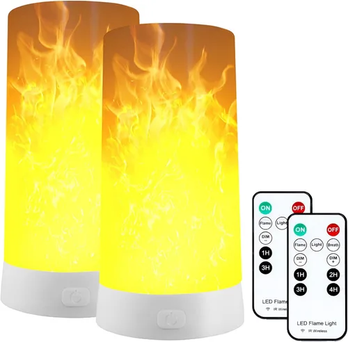 Vista 9 de Luz LED con efecto de llama, lámpara de fuego recargable USB con control