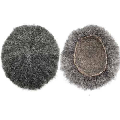 Vista 25 de Afro Toupee para hombres negros, unidad de cabello humano brasileño de encaje francés para hombres afroamericanos africanos y negros, sistema