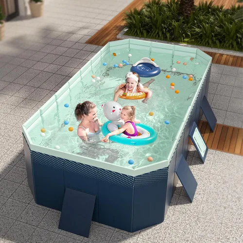 Vista 3 de Brrnoo Piscina plegable, piscina inflable, piscina inflable para niños, piscina familiar para niños y adultos, niños pequeños, al aire libre