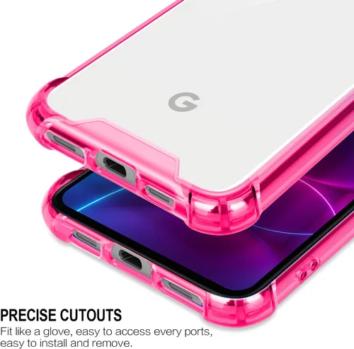 Vista 5 de Funda para Google Pixel 5, funda transparente con bonito degradado para teléfono, TPU reforzado, parte trasera de policarbonato duro, funda