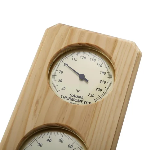 Vista 6 de Termómetro-higrómetro de madera premium de 10 pulgadas para sauna (precisión y diseño mejorados)