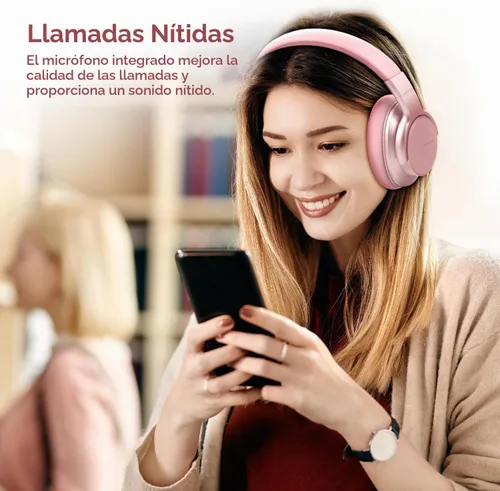 Vista 4 de AUSDOM E7 Auriculares Bluetooth con cancelación activa de ruido, inalámbricos sobre la oreja ANC con micrófono, sonido estéreo de alta fidelidad