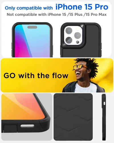 Vista 2 de AICase Funda para iPhone 15 Pro con protector de pantalla de vidrio + lente de cámara, resistente protección contra caídas, cuerpo completo