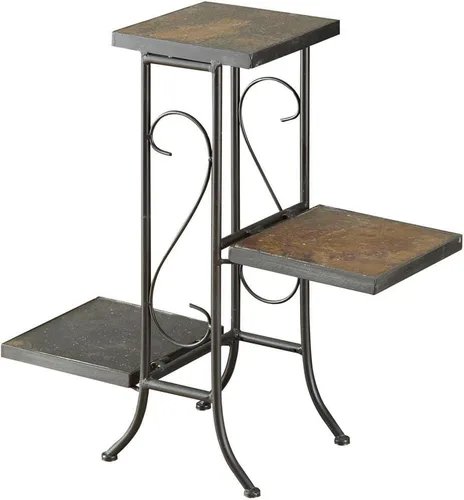 Vista 13 de Zhongma Soporte para Plantas de Interior y Exterior de 2 Niveles de 30" de Alto, 12 L x 12 W x 30 H pulgadas, Soporte de Flores de Metal Cuadrado