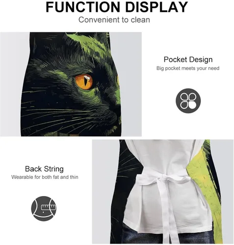 Vista 6 de MUSM Apron for Adults - 27.6 X 31.5 Inch, Heavy-Duty Polyester Aprons with Two Large Pockets, Waterproof Peeping on The Wall Kitchen Apron for