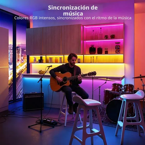 Vista 3 de DAYBETTER - Tiras de luces LED de 110 pies, tiras de iluminación inteligentes con control remoto de aplicación, luces RGB que cambian