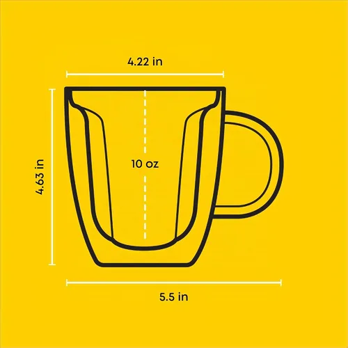Vista 2 de JoyJolt Disney - Juego de 2 tazas de vidrio 3D de Mickey Mouse, tazas de café de vidrio de doble pared aisladas de 10 onzas con diseño 3D, juego
