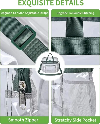 Vista 44 de MAY TREE Bolsa transparente para eventos en estadios de 12 x 6 x 12 pulgadas, bolsa de almuerzo transparente con correas reforzadas para trabajo