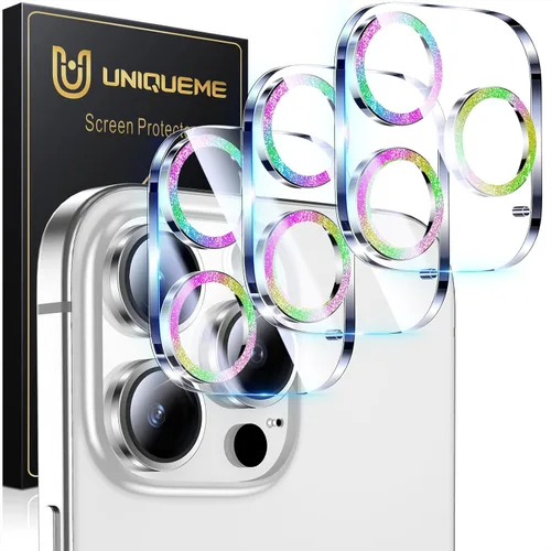 Vista 24 de UniqueMe para Paquete de 3 Protectores de Lente de Cámara para iPhone 15 Pro/iPhone 15 Pro Max, [Protección contra Caídas] [Compatible con Fundas]