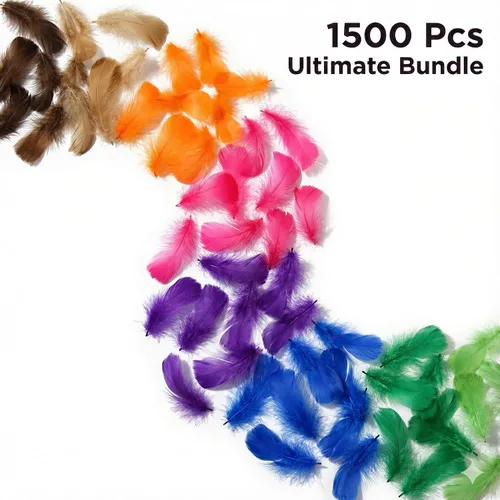 Vista 4 de 1500 plumas coloridas de alta calidad a granel – 15 colores surtidos (100/paquete) – Plumas para jaulas, plumas suaves naturales para manualidades