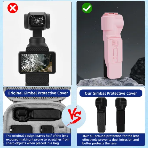 Vista 4 de Coyktonty Funda protectora de cardán para DJI Osmo Pocket 3 PC, con protector de pantalla de lente, diseño de tapa abatible, protección total (negro)