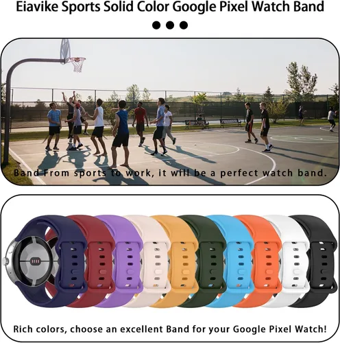Vista 7 de Correa Compatible con Google Pixel Watch 1/2/3/4 (41mm), Pulsera de Reemplazo de Silicona Suave Deportiva para Google Pixel Watch 41mm Blanco