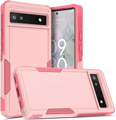 Vista 8 de Funda para Google Pixel 6A 5G, funda para teléfono de pasajeros [grado militar] 2 en 1 a prueba de golpes, resistente cubierta para Pixel 6A 5G
