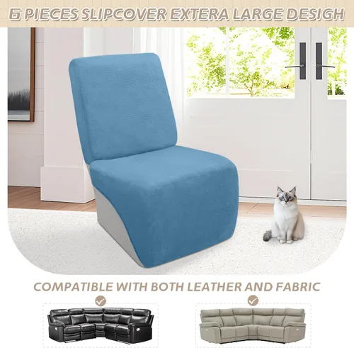 Vista 678 de Arfntevss Fundas de sofá seccional reclinable de terciopelo, Funda de sofá seccional de esquina para sofá reclinable, Funda elástica suave