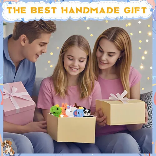 Vista 6 de Alutaba Kit de ganchillo de 6 piezas para principiantes, kits de animales de ganchillo para adultos con tutoriales de videos paso a paso, kit