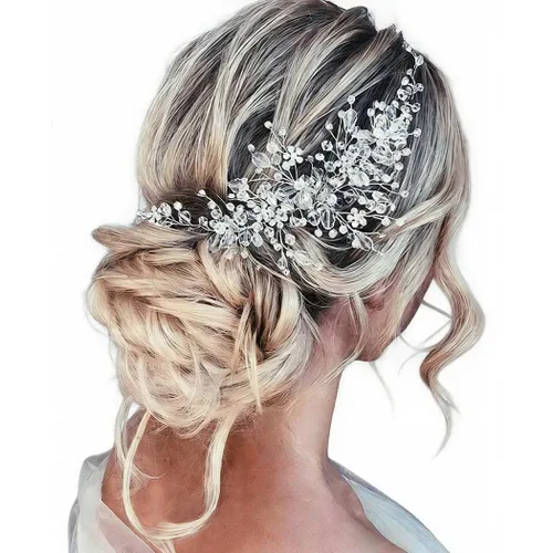 Vista 8 de Catery Diadema dorada con diamantes de imitación para novias y mujeres