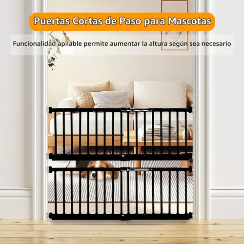 Vista 3 de Puerta para Perros, SHYUJAJIE Puerta Corta Ajustable Extra Ancha para Perros, Puerta Pequeña para Mascotas con 4 Kits de Extensión, Montada a Negro