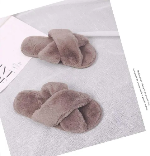 Vista 5 de HUMIWA - Pantuflas de piel sintética para mujer, cálidas, sandalias con puntera abierta, para hombres y mujeres