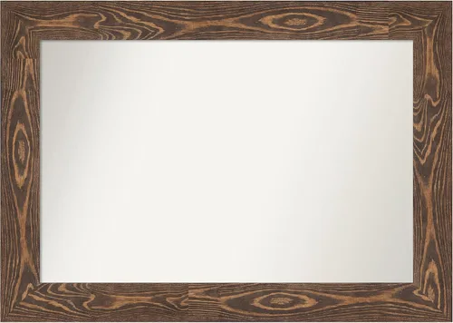 Vista 209 de Amanti Art Espejo de baño marrón para sobre fregadero, 26 x 26 pulgadas, espejo de tocador cuadrado marrón rústico Alexandria, marco de madera
