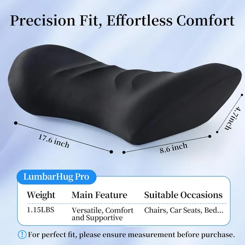 Vista 5 de Almohada de apoyo lumbar para silla de oficina, almohada lumbar para automóvil, almohada de apoyo lumbar ergonómica de espuma viscoelástica