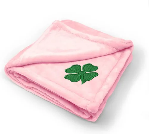 Vista 8 de Fastasticdeals Mantas de bebé bordadas personalizadas para niños y niñas, trébol de 4 hojas