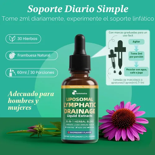 Vista 6 de Liposomal Lymphatic Drainage Supplements with 30-in-1 Herbal Blend