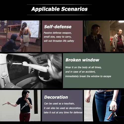 Vista 6 de Kubaton - Llavero de autodefensa, juego de llaveros de seguridad para mujeres, mujeres y niñas, llavero Kubaton de aluminio de palo corto de vidrio