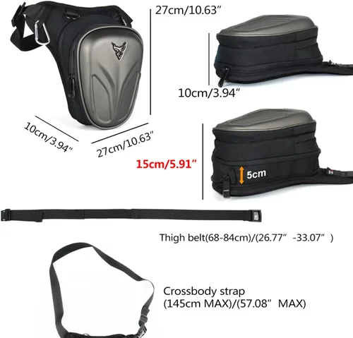 Vista 3 de Riñonera para muslo, unisex, impermeable, con extensor para correr, ciclismo, motociclismo, senderismo, Gris