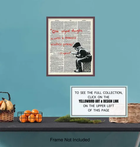 Vista 6 de Banksy - Póster de arte motivacional de diccionario inspirador, arte de pared de graffiti reciclado, decoración elegante para el hogar, dormitorio
