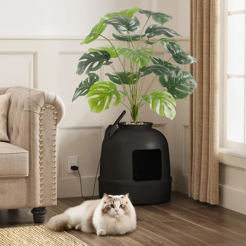 Vista 8 de Lifewit Caja de arena para gatos con sistema eléctrico de control de olores Negro