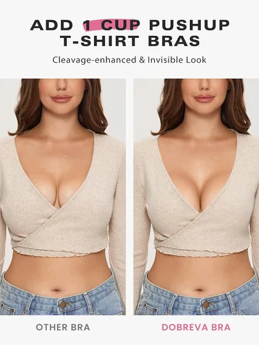 Vista 4 de DOBREVA Sujetador push up para mujer, sin varillas, cómodo, sin aros, acolchado