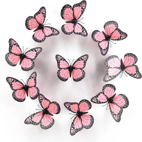 Vista 12 de Calcomanías de pared de mariposa monarca para el hogar, calcomanías de mariposa 3D, calcomanías de pared de árbol para pasteles y cupcakes