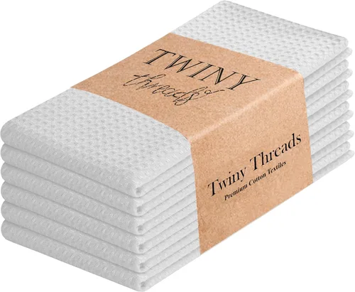 Vista 18 de TWINY threads Juego de toallas de cocina con diseño de diamante, 100% algodón, trapos grandes y trapos de lavado, absorbentes de secado rápido