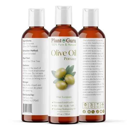 Vista 2 de Plant Guru Aceite de oliva Pomace 4 fl. oz. Hidratante portador natural 100% puro para el crecimiento de la piel, el cuerpo, la cara y el cabello.