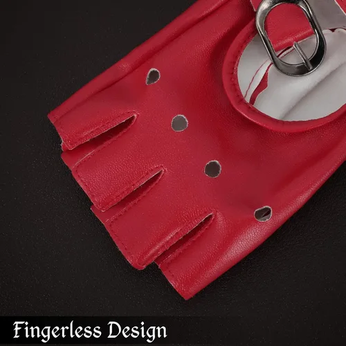 Vista 4 de Guantes punk para mujer, cinturón de piel sintética, steampunk, disfraz de cosplay de Halloween