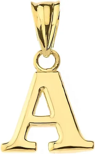 Vista 17 de Colgante de oro amarillo de 10 quilates con inicial A-Z con dije fino de 1/2 pulgada – Elección de letra inicial