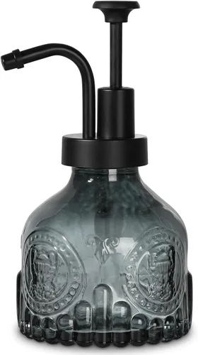 Vista 9 de Dispensador de jabón de vidrio ámbar, dispensador pequeño de jabón de manos para baño, botella de jabón líquido y loción con bomba, dispensador