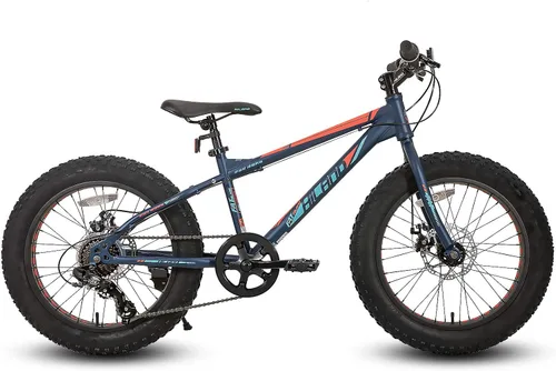 Vista 2 de Hiland - Bicicleta de montaña con neumáticos gruesos de 20 pulgadas para niños y niñas de 5 años en adelante, Shimano de 7 velocidades, freno