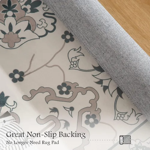 Vista 3 de Area-Rug - Alfombra oriental de 3 x 5 pies, alfombra floral de cachemira, lavable a máquina, alfombra rural para sala de estar, dormitorio, comedor
